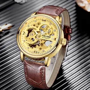 Tevise Gold Skeleton Automatic Watchs