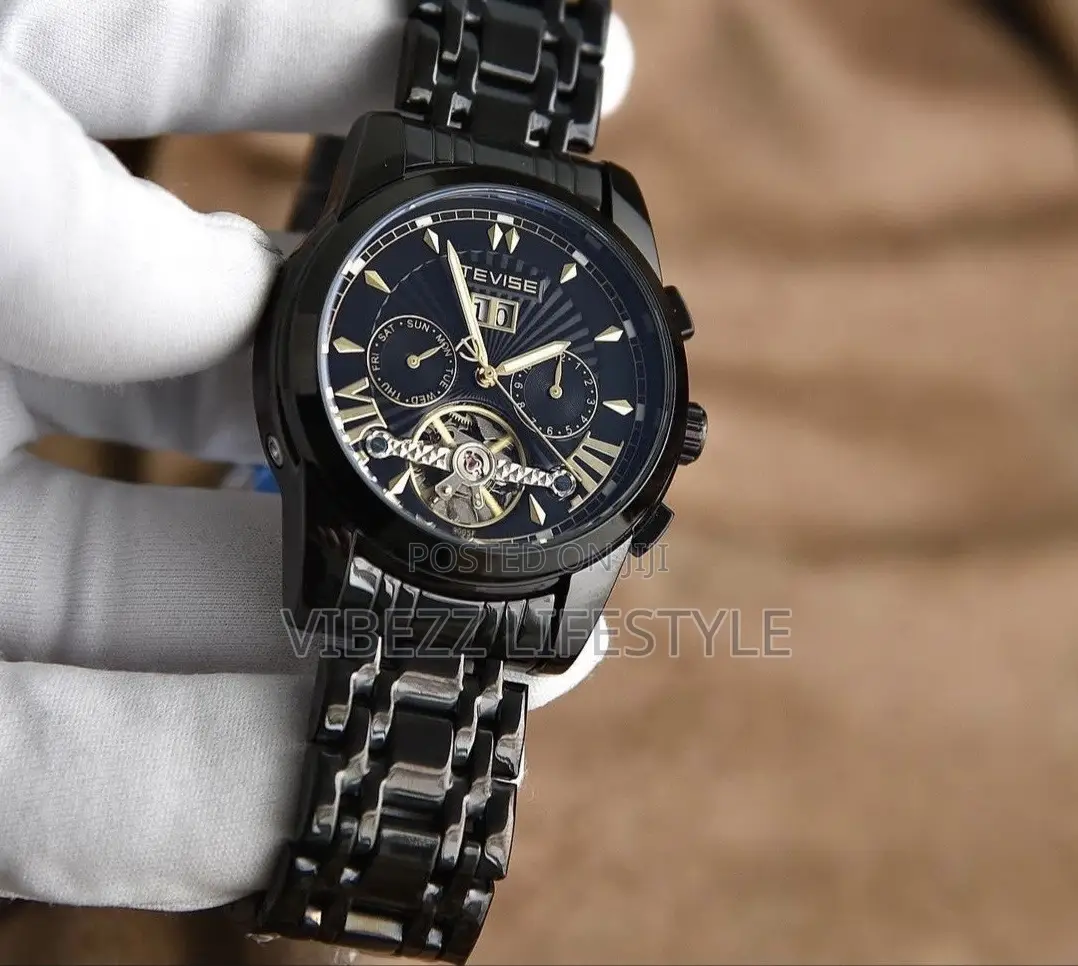 All-Black Tevise Luxury Automatic Watch