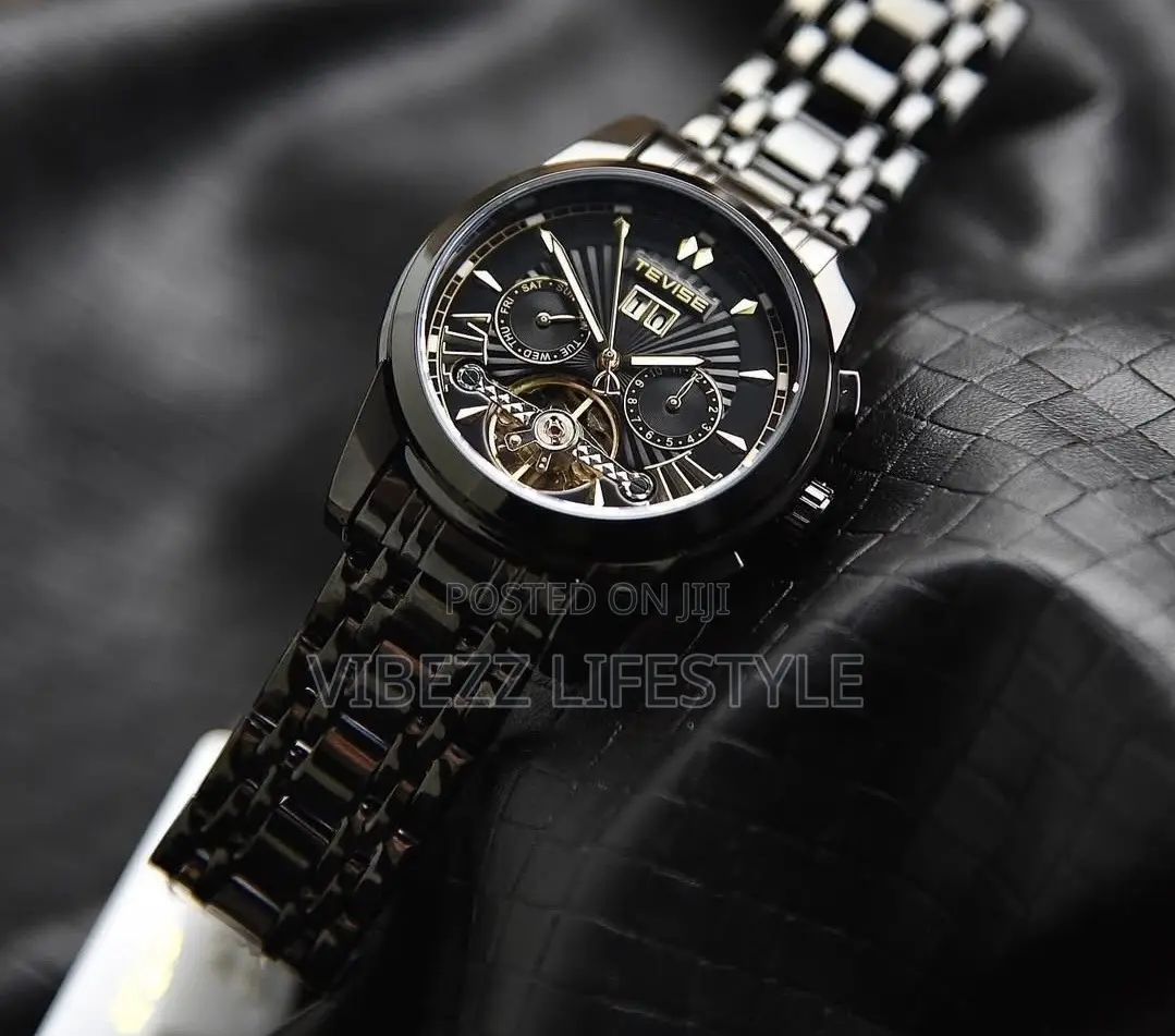All-Black Tevise Luxury Automatic Watch