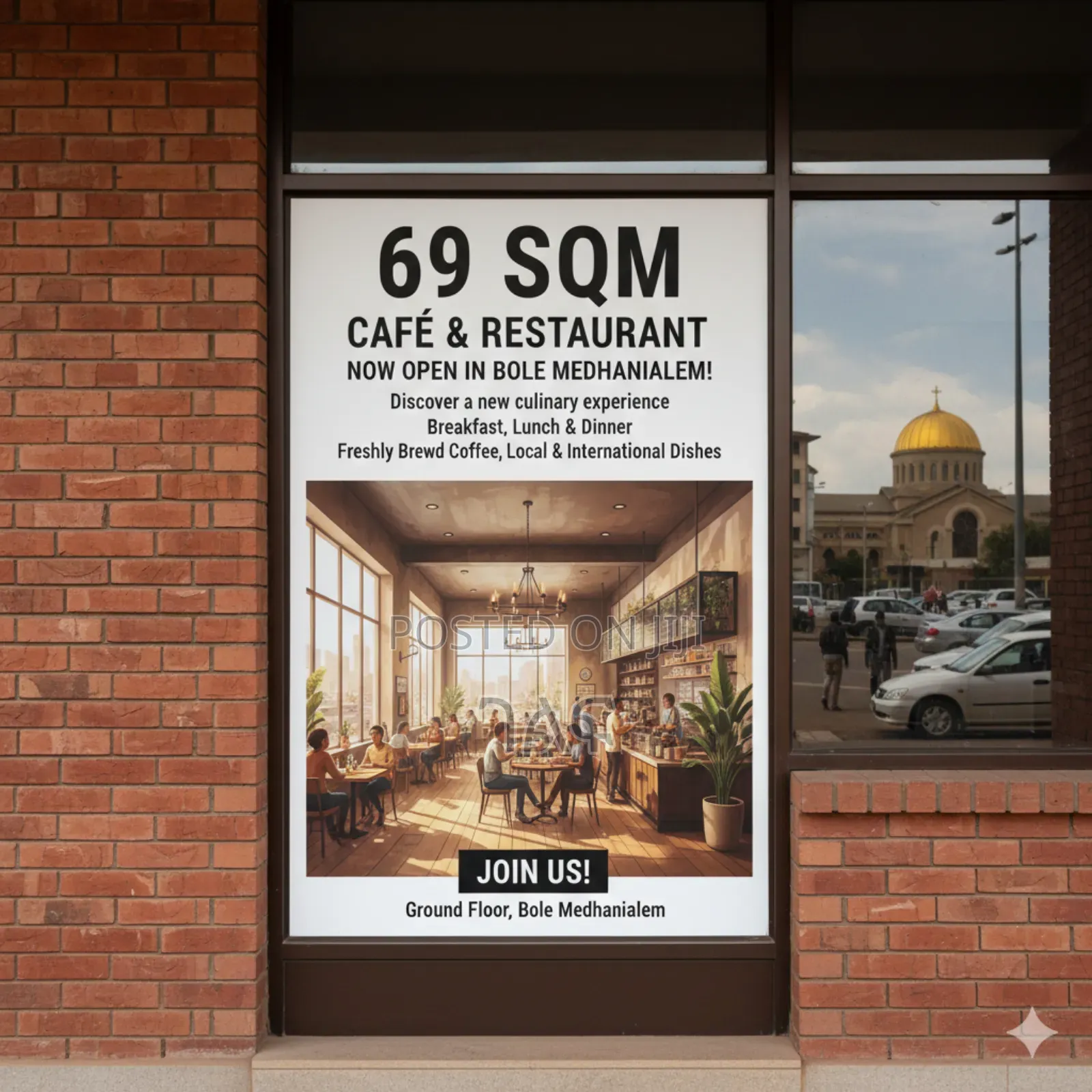 ለካፌ ለሬስቶራት የሚሆን 69 ካሬ Ground ቦሌ መድሃኒያለም አካባቢ