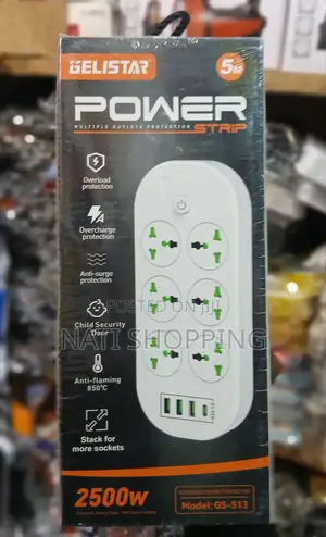 Gelistar 5m Power Strip – 6 Sockets + 4 Usb (2500w)