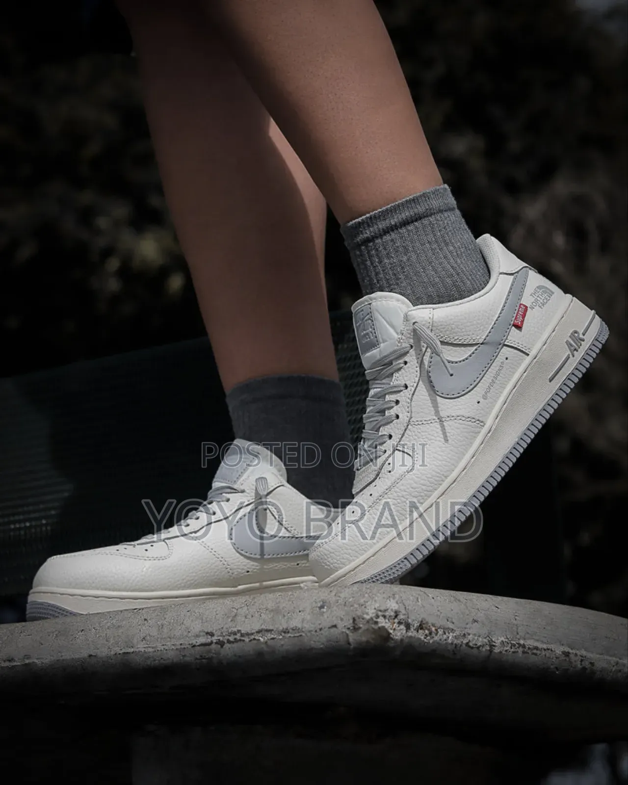 Nike Air Force 1low *The North Face Unisex Gray Faahion Sneaker