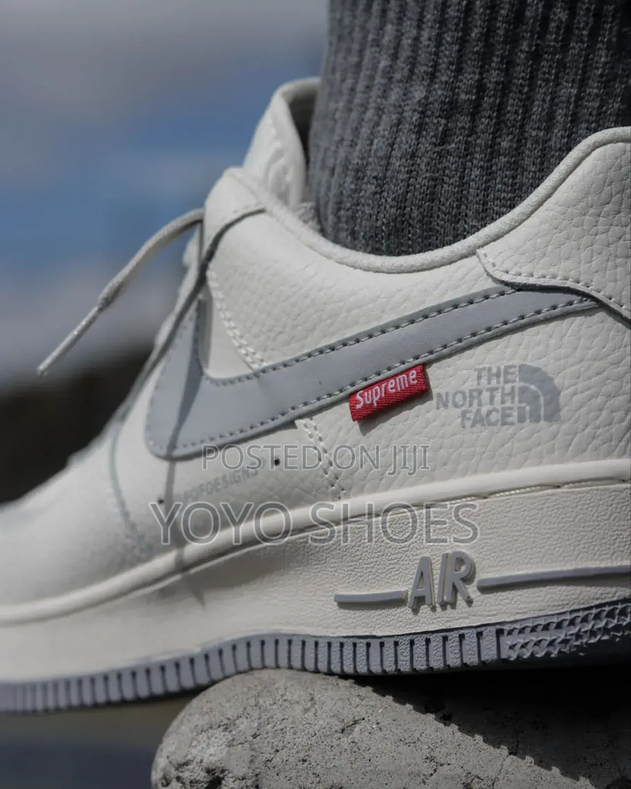Nike Air Force 1low *The North Face Unisex Gray Faahion Sneaker