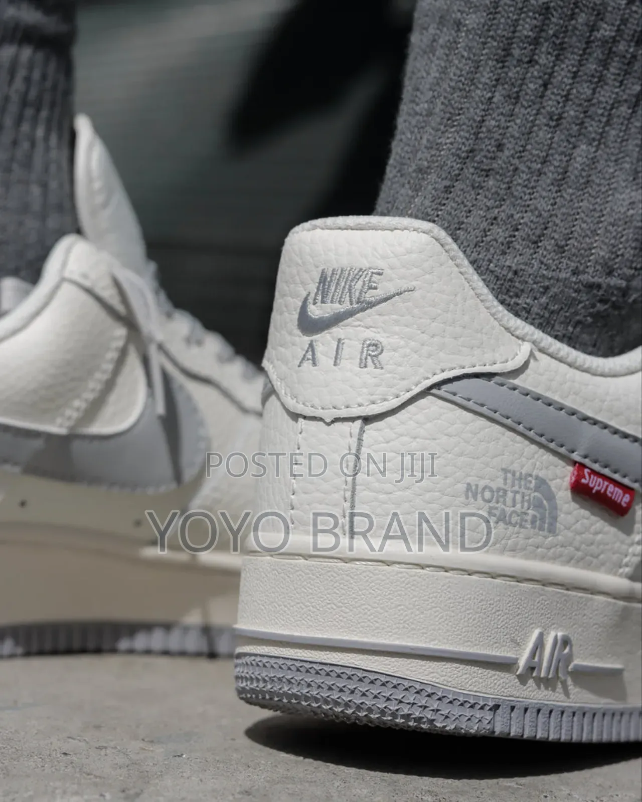 Nike Air Force 1low *The North Face Unisex Gray Faahion Sneaker