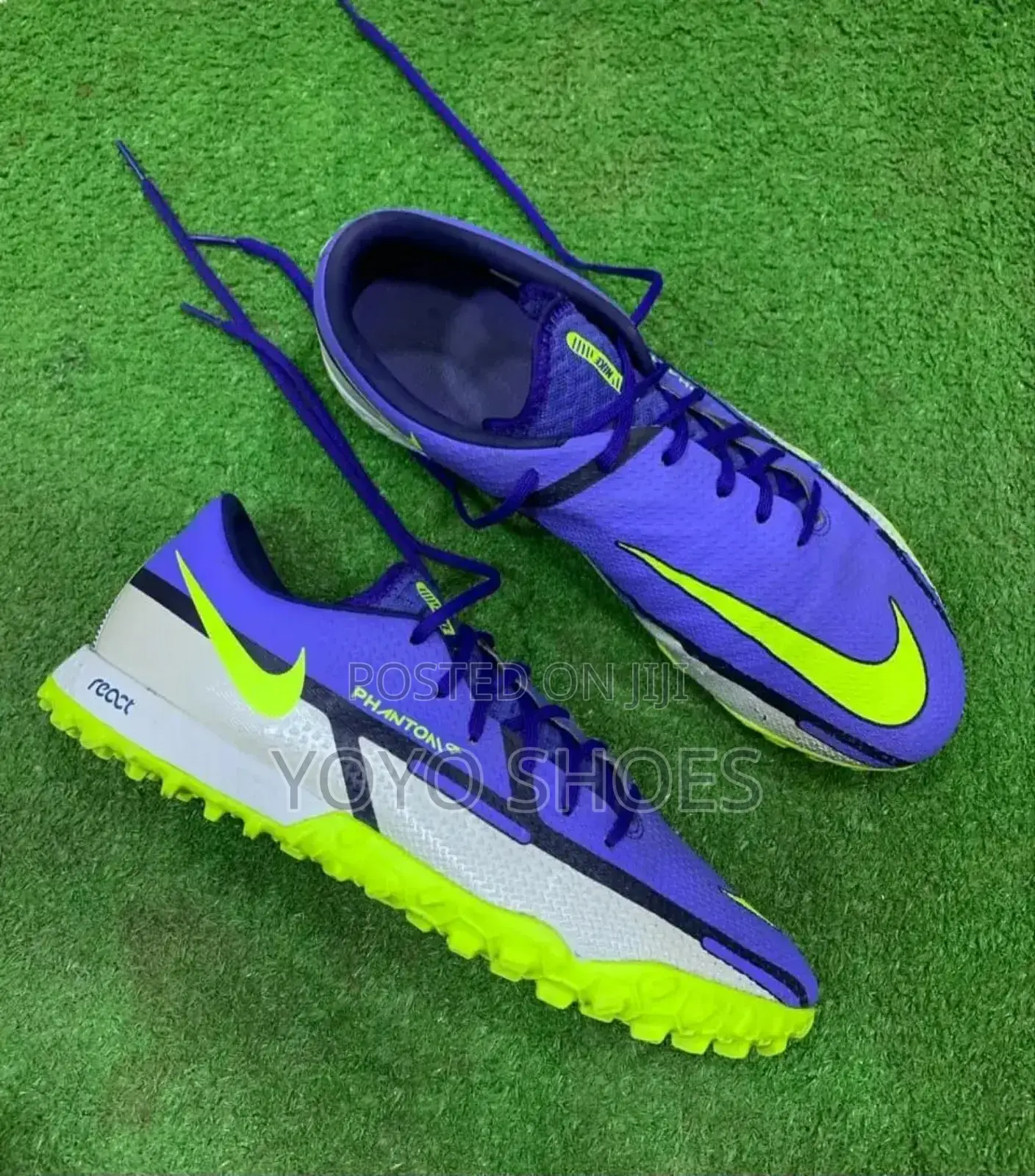 Nike Phantom React Tf Progt2 Blue/Silver Foot Ball Shoes