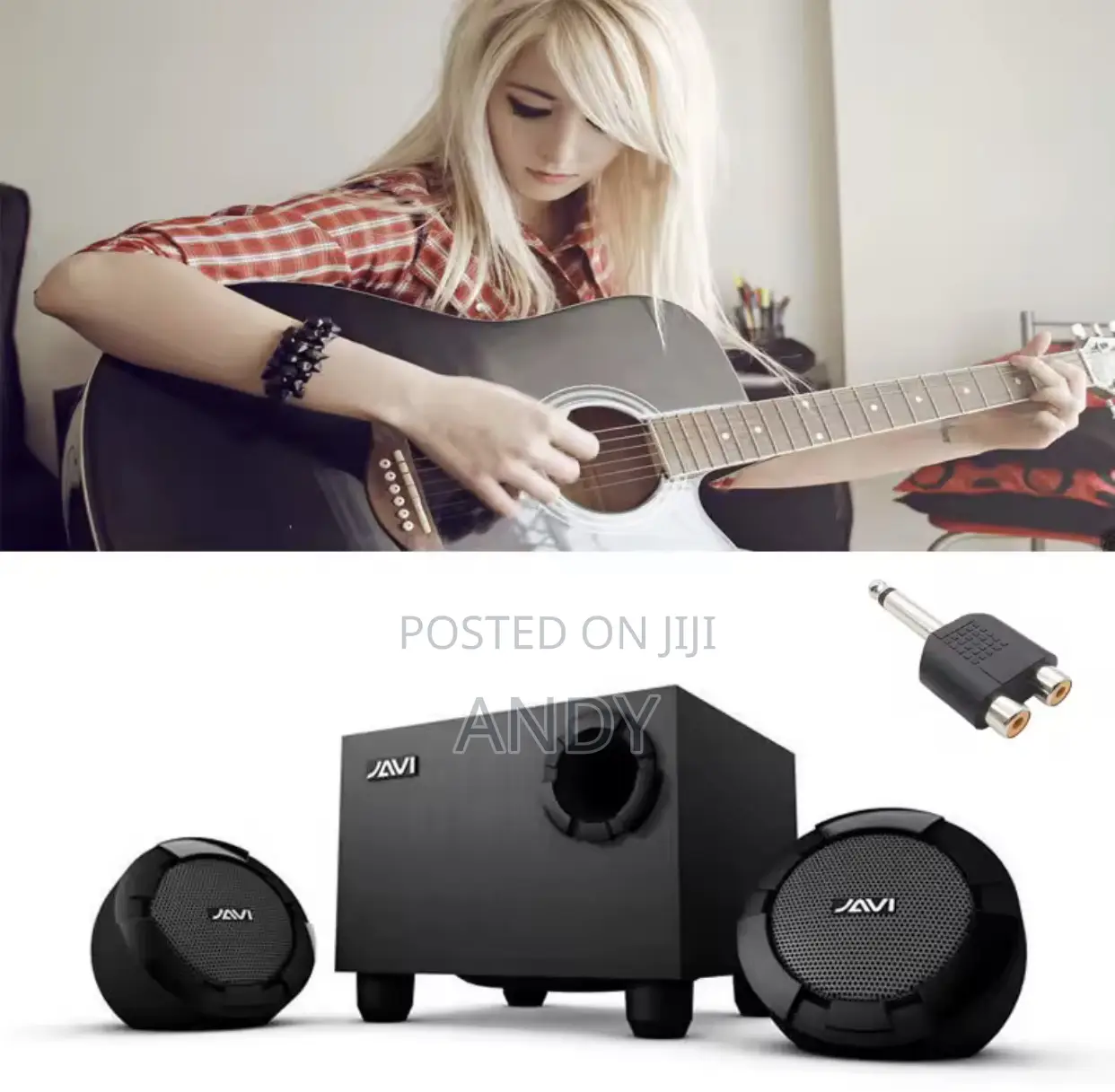 6.5mm Plug to 2 Dual Rca Female Audio Convert Adapter for Speakers