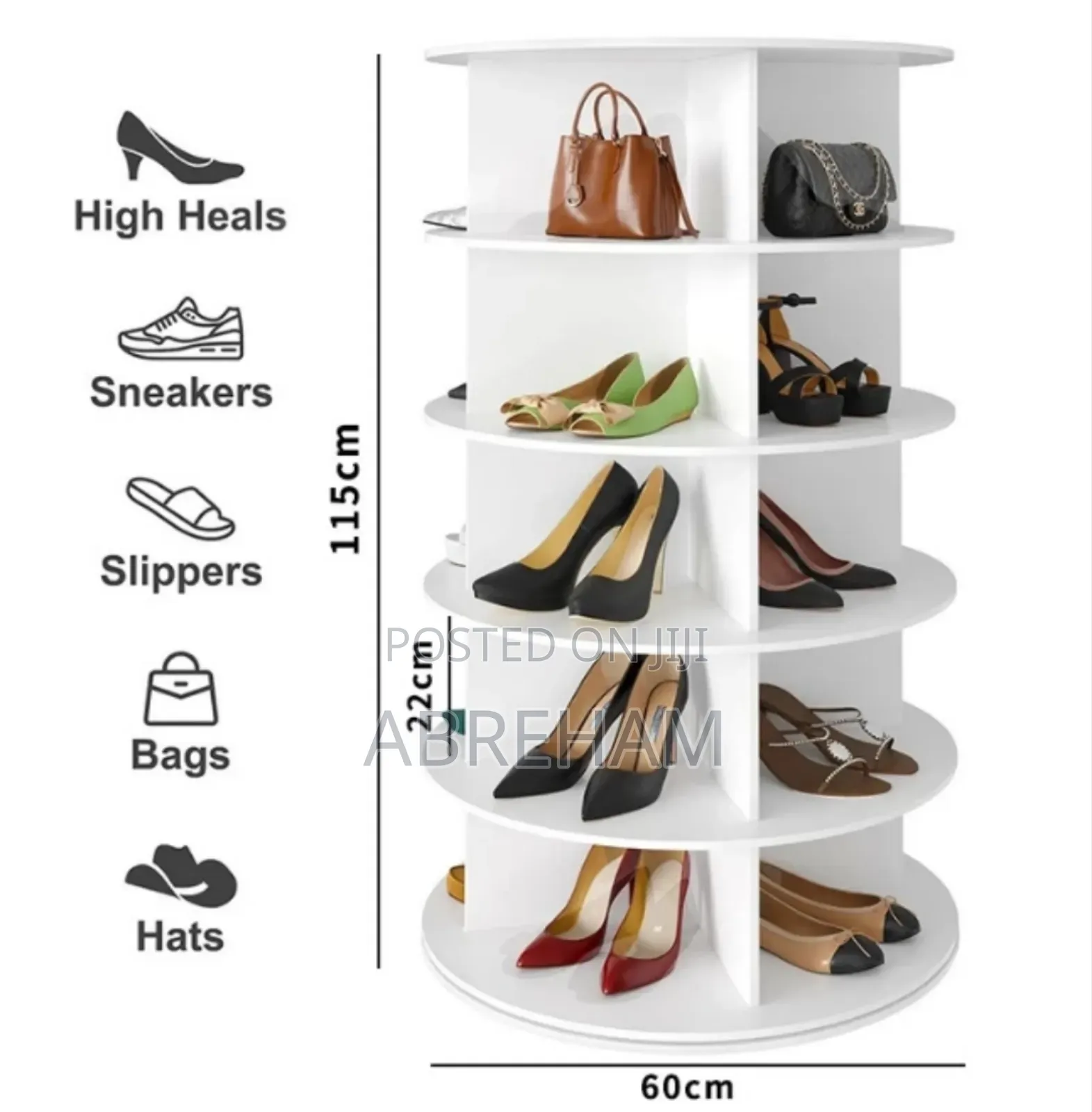 Rotating Shoe Rack - 360° የሚሽከረከር የጫማ እና ቦርሳ ማስቀመጫ