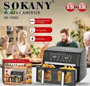 Airfryer Sokany Healthy (Model Capacity of 11 Liters (5.5l + 5.5l).