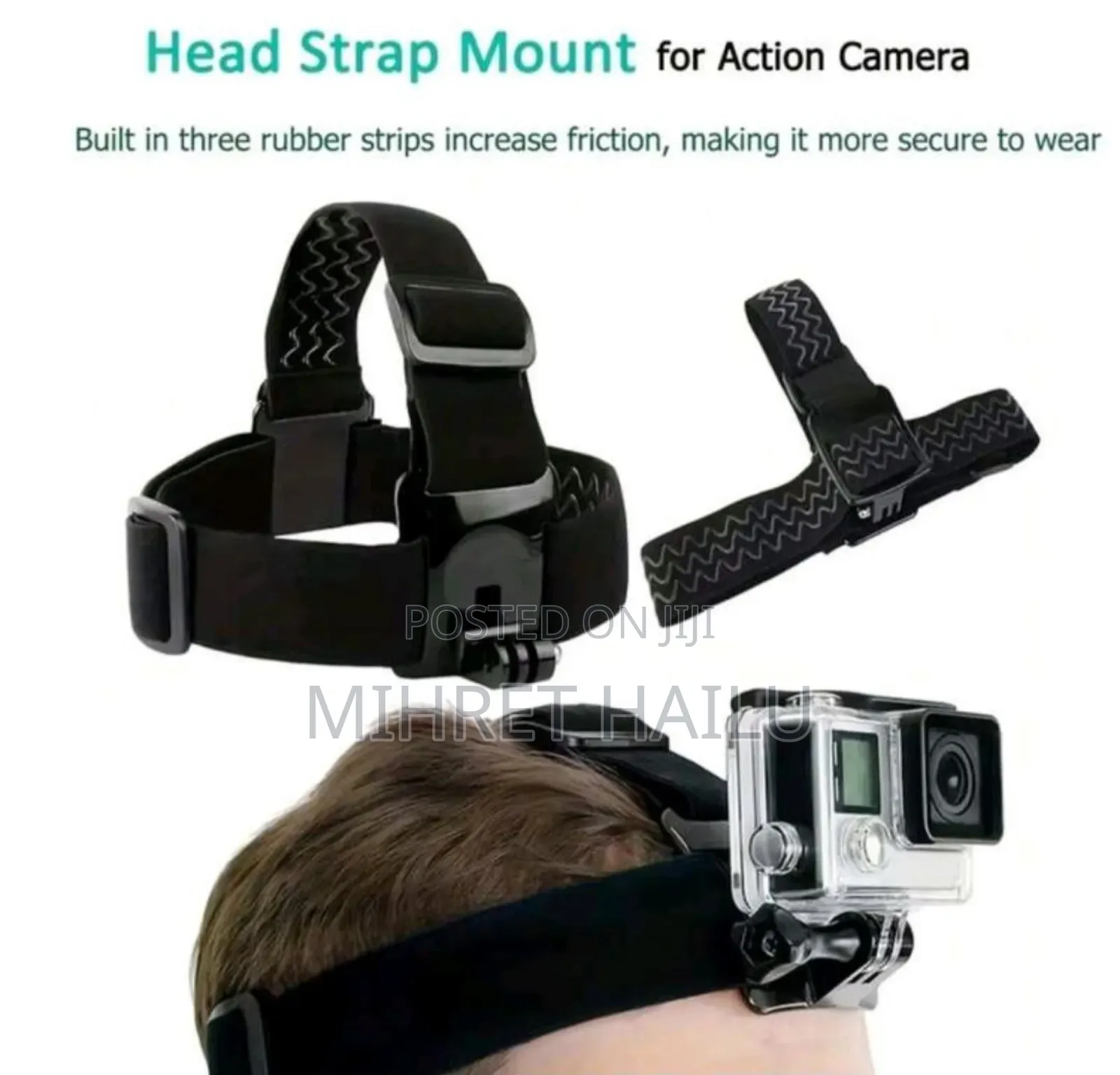 Adjustable Head-mounted Camera Holder - 3 Rubber Straps For Secure