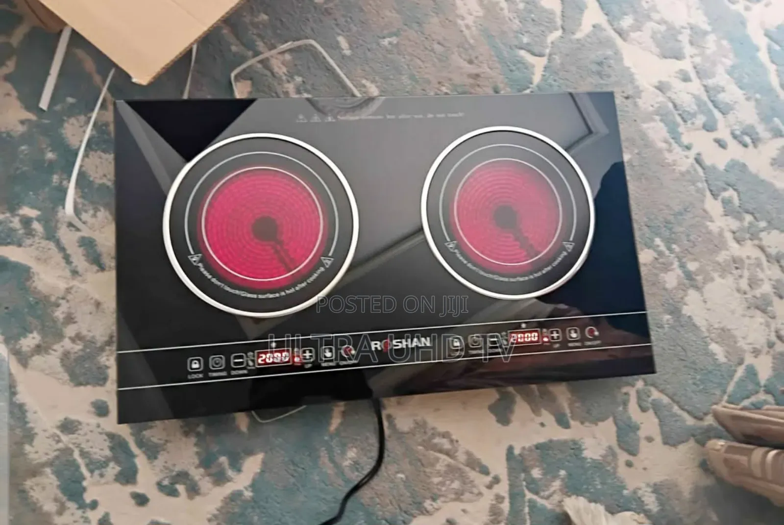 Roshan Brand Double-Burner Infrared or Induction Ceramic Cooktop.