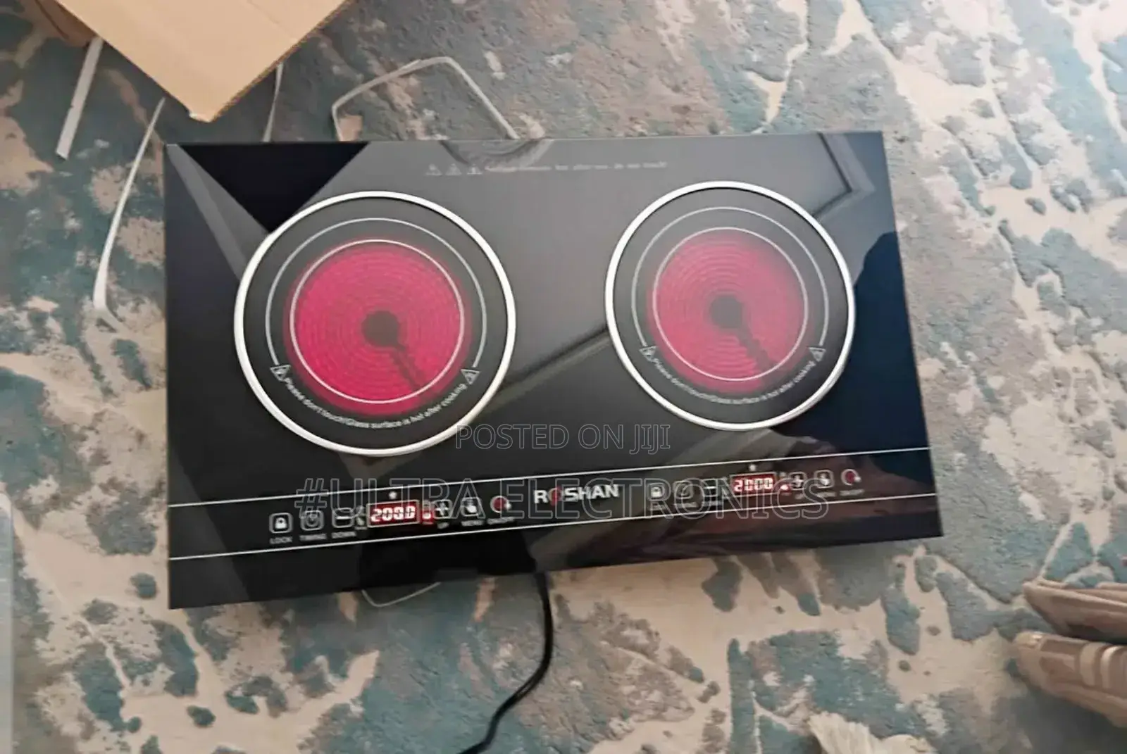 Roshan Brand Double-Burner Infrared or Induction Ceramic Cooktop.