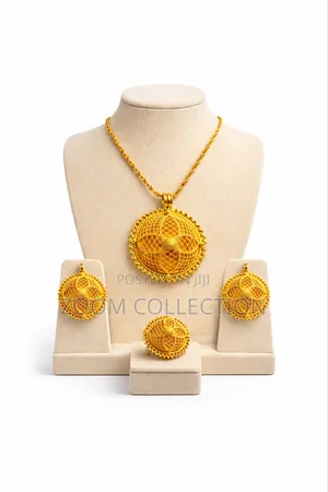 Gold-Plated Cultural Jewelry Set (Necklace + Earrings + Ring)