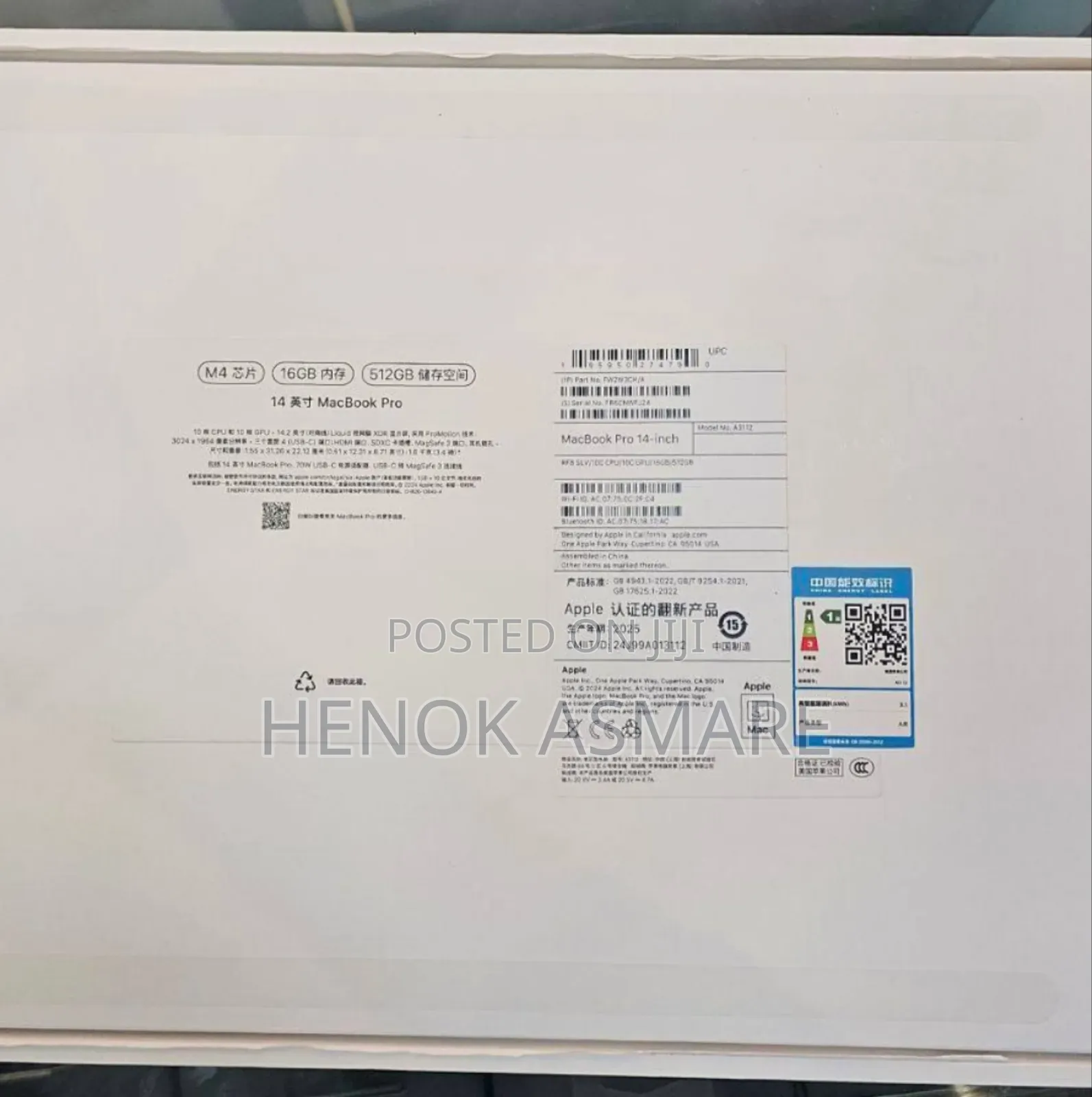 New Laptop Apple MacBook Pro 16GB Apple M4 SSD 512GB