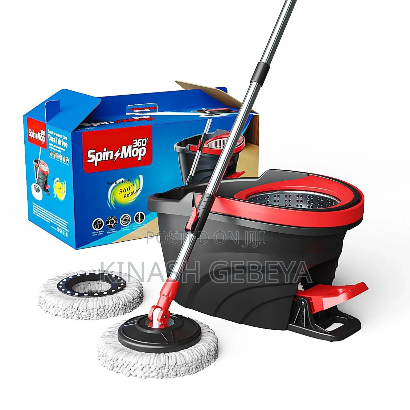 360° Rotating Dual Drive Spin Mop