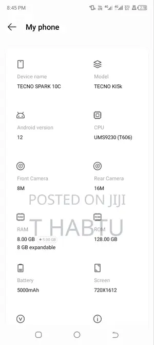 Tecno Spark 10 128 GB Black