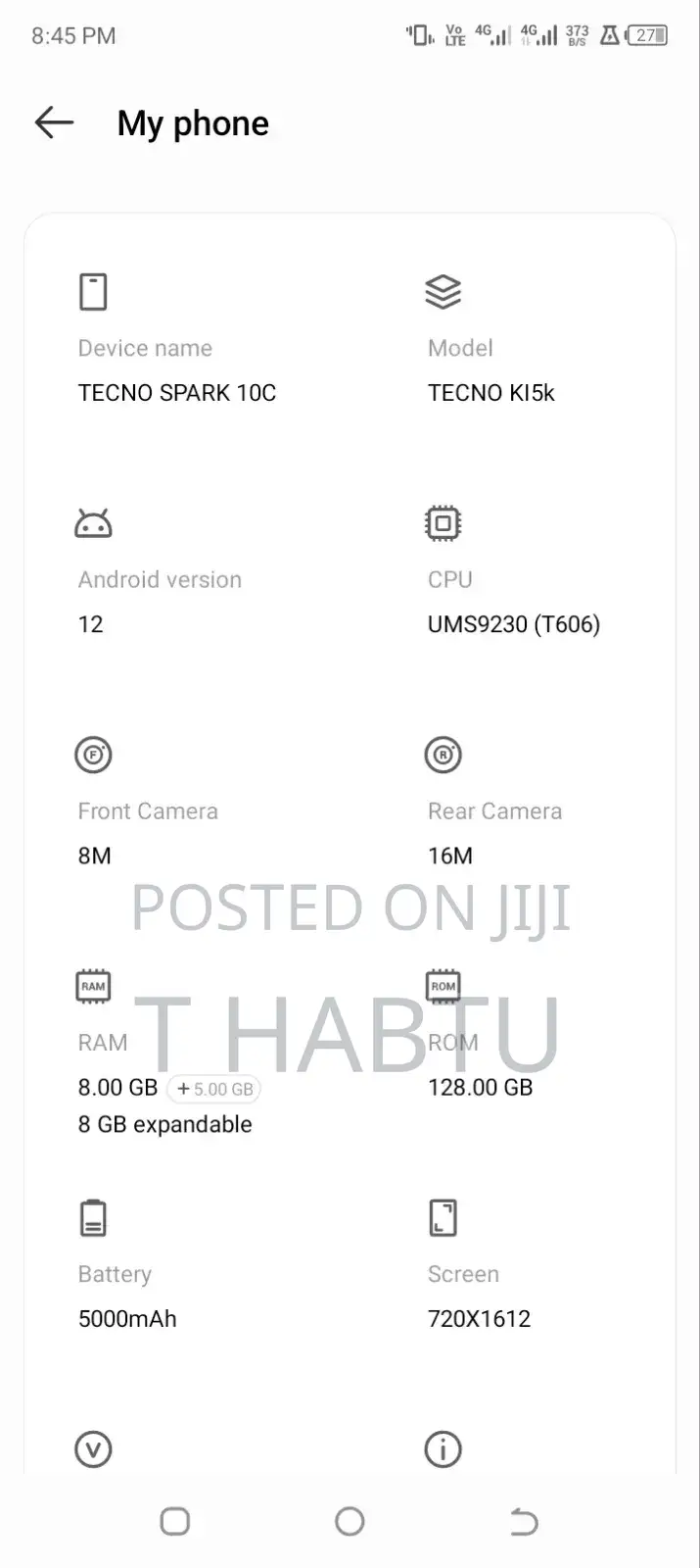 Tecno Spark 10 128 GB Black