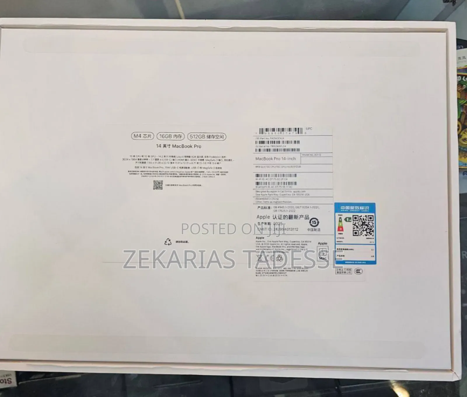 New Laptop Apple MacBook Pro 2024 M4 14-inch 16GB Apple M4 SSD 512GB