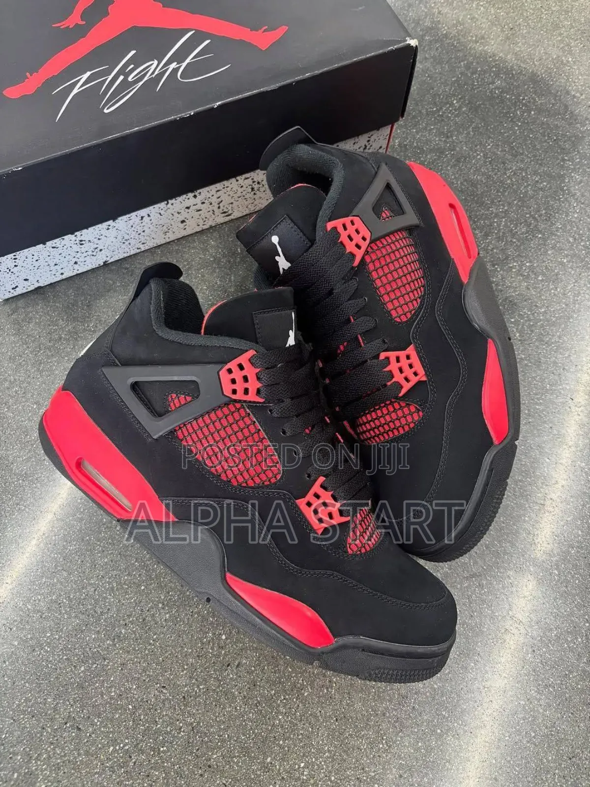 Jordan 4 Bus Black + Red High Master Quality Smooth Made in Vietnam