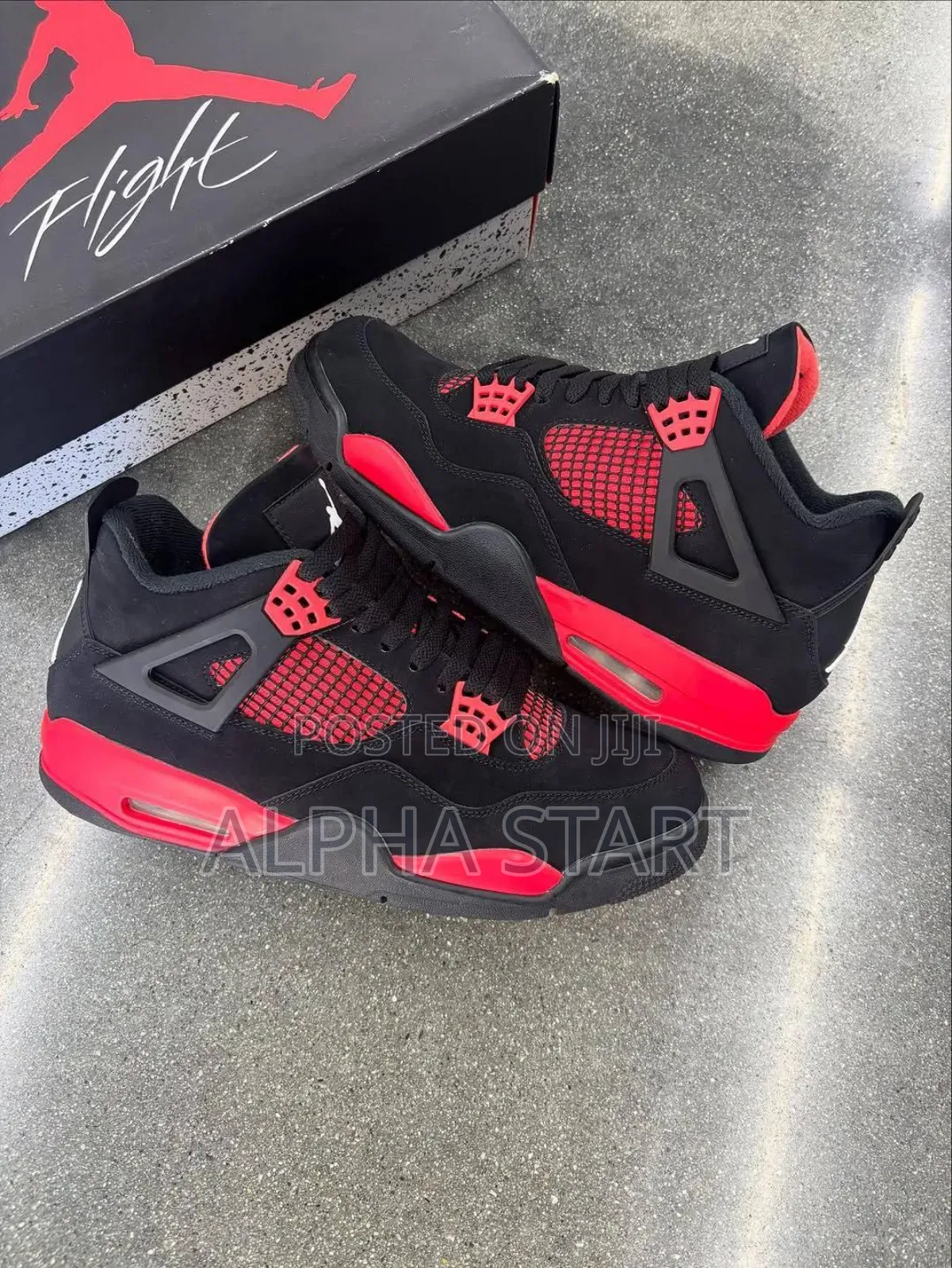 Jordan 4 Bus Black + Red High Master Quality Smooth Made in Vietnam