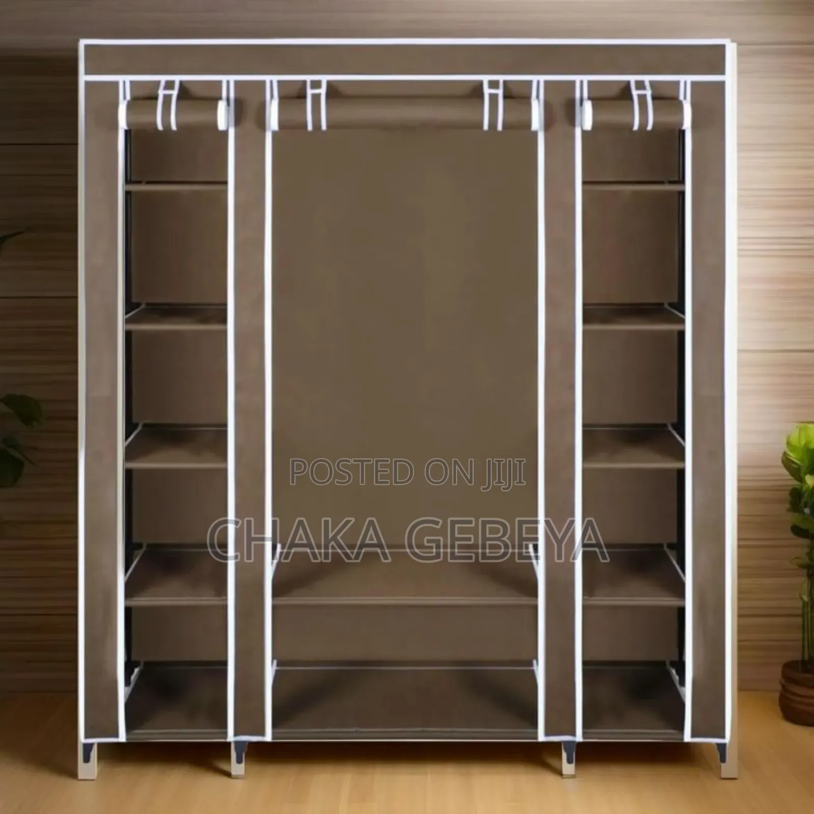 3-tier Fabric Wardrobe Closet 1.75m Tall | Metal Frame, Easy Assembly