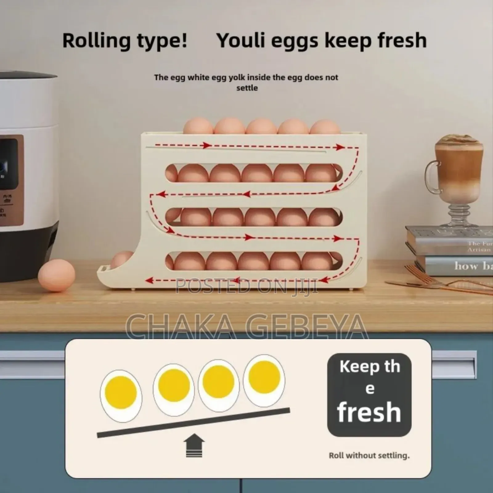 Space-Saving Fridge Egg Organizer | Eggs Roll Forward Automatically