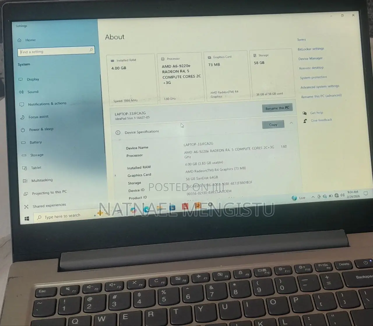 Laptop Lenovo A7 4GB Intel Core i5 SSD 640GB