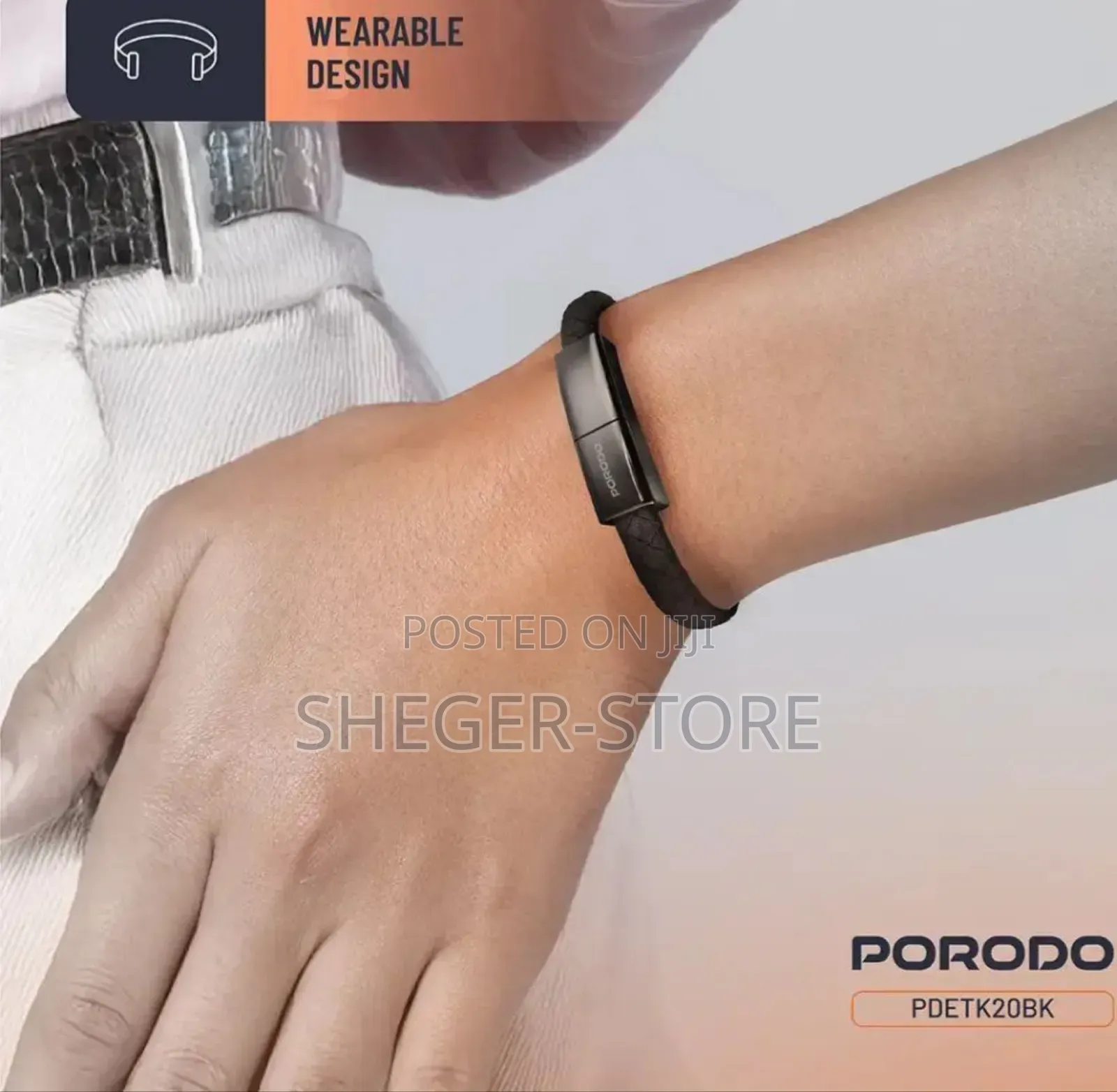 Brand New Wearable Design Porodo Usb-C to Usb-C Wristband Cable