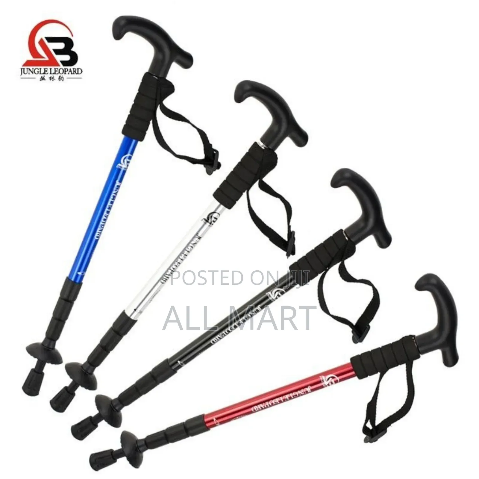 ,4-Step Adjustable Telescopic Hiking Walking Stick With Led Flashlight