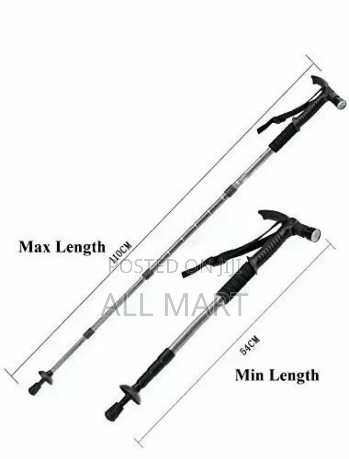 ,4-Step Adjustable Telescopic Hiking Walking Stick With Led Flashlight