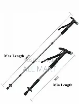 ,4-Step Adjustable Telescopic Hiking Walking Stick With Led Flashlight