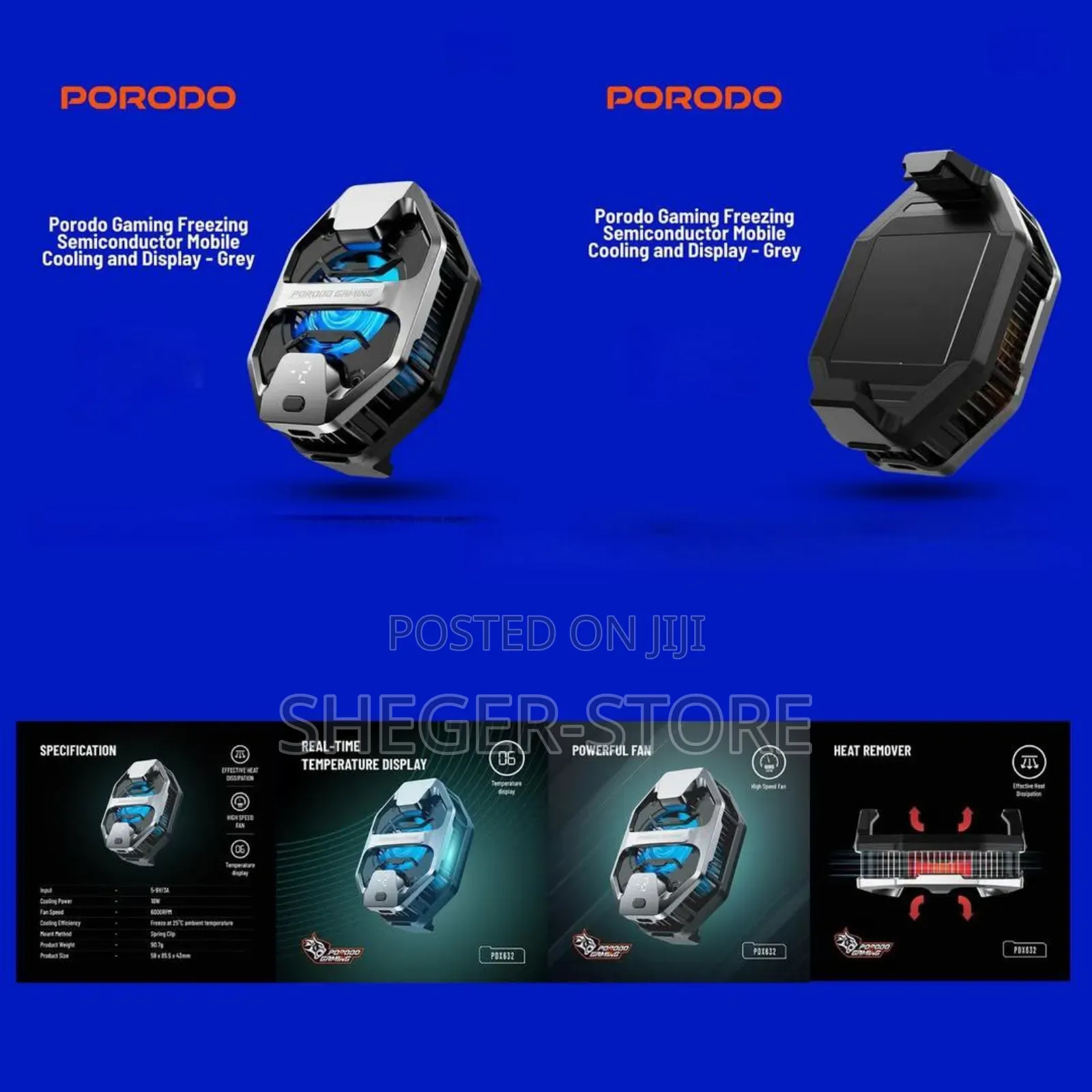 Orginal Porodo Gaming Led Display Phone Cooler