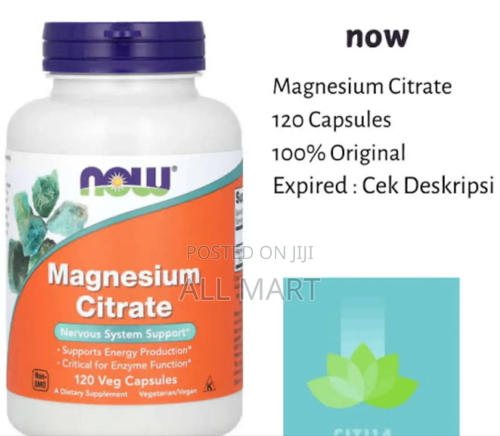 Now Magnesium Citrate (120 Veg Capsules)