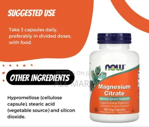 Now Magnesium Citrate (120 Veg Capsules)