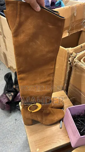 Pinko Suede Knee-High Buckle Boots (Made in Spain)