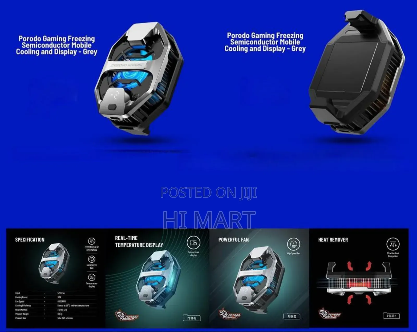 Porodo Gaming Led Display Phone Cooler