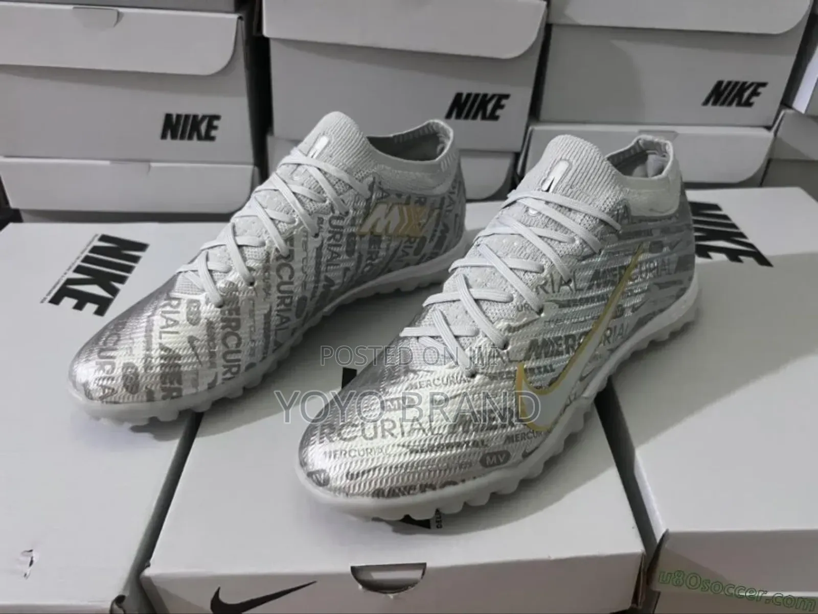 Nike Mercurial Vapor 15 Eliite Turf)Tf)Silver/Green Soccer Cleats