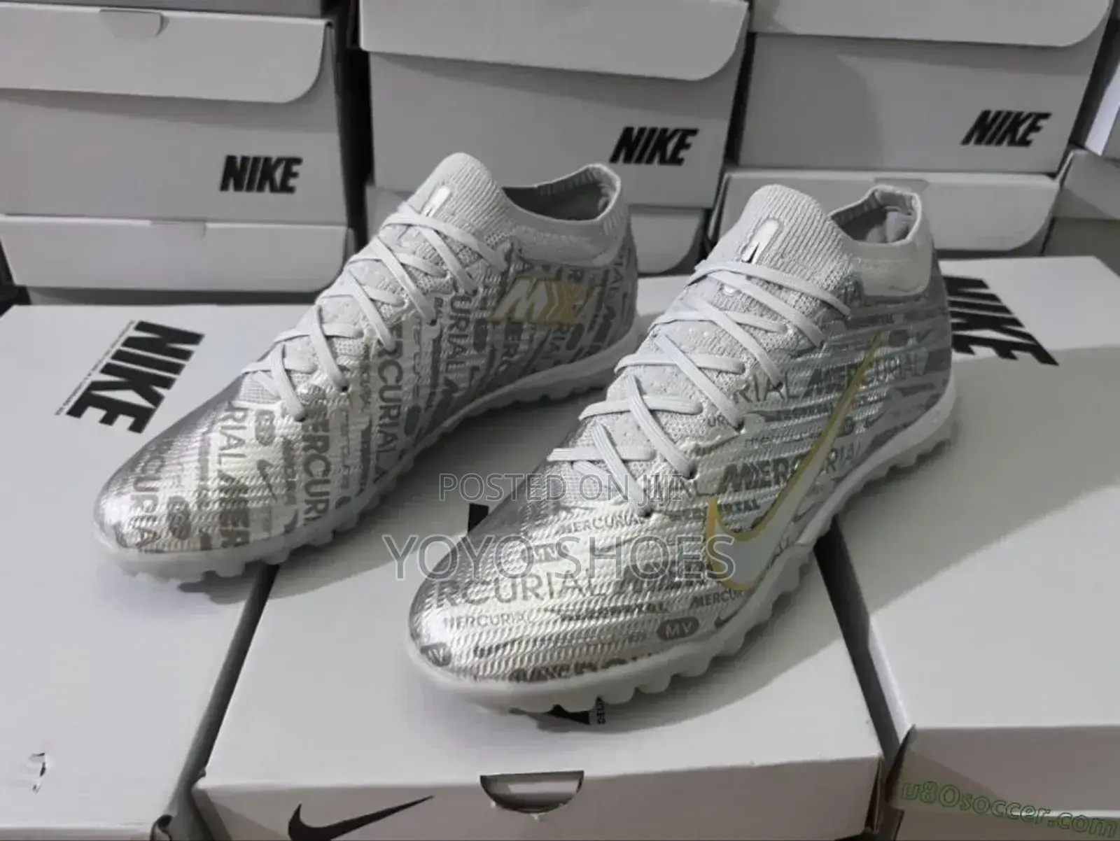 Nike Mercurial Vapor 15 Eliite Turf)Tf)Silver/Green Soccer Cleats