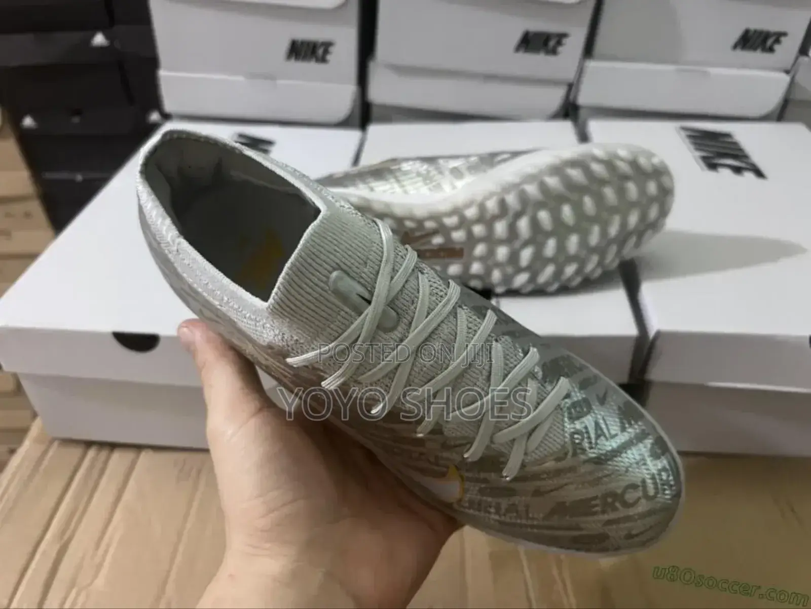 Nike Mercurial Vapor 15 Eliite Turf)Tf)Silver/Green Soccer Cleats