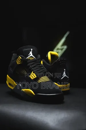 Nike Air Jordan 4 Retro Tunder Black/Yellow Fashion Sneaker Shoes