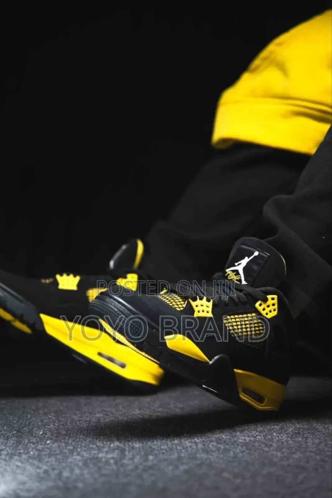 Nike Air Jordan 4 Retro Tunder Black/Yellow Fashion Sneaker Shoes