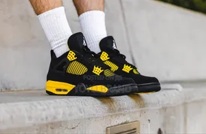Nike Air Jordan 4 Retro Tunder Black/Yellow Fashion Sneaker Shoes
