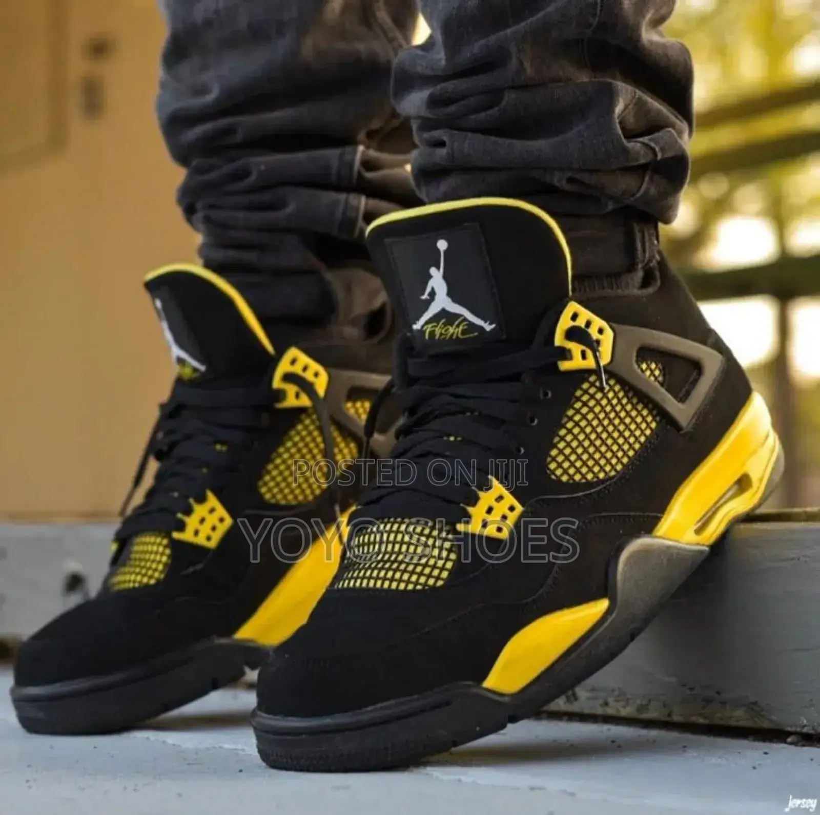 Nike Air Jordan 4 Retro Tunder Black/Yellow Fashion Sneaker Shoes