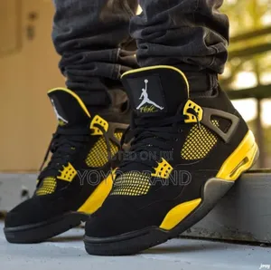 Nike Air Jordan 4 Retro Tunder Black/Yellow Fashion Sneaker Shoes