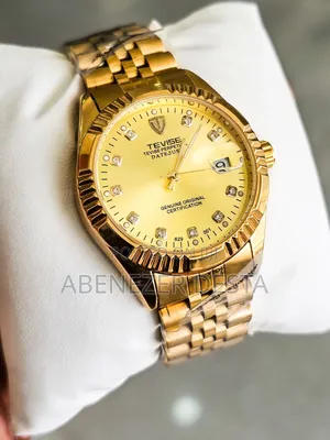 Gold-Tone Stainless Steel Tevise Perpetual Datejust Watch.