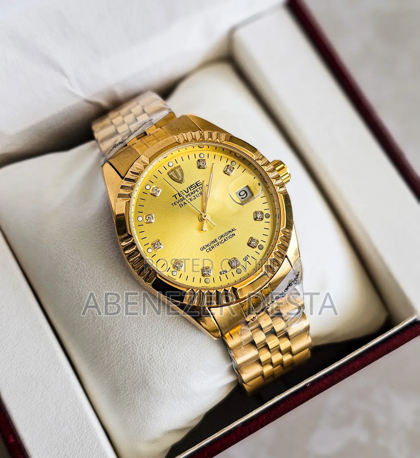 Gold-Tone Stainless Steel Tevise Perpetual Datejust Watch.