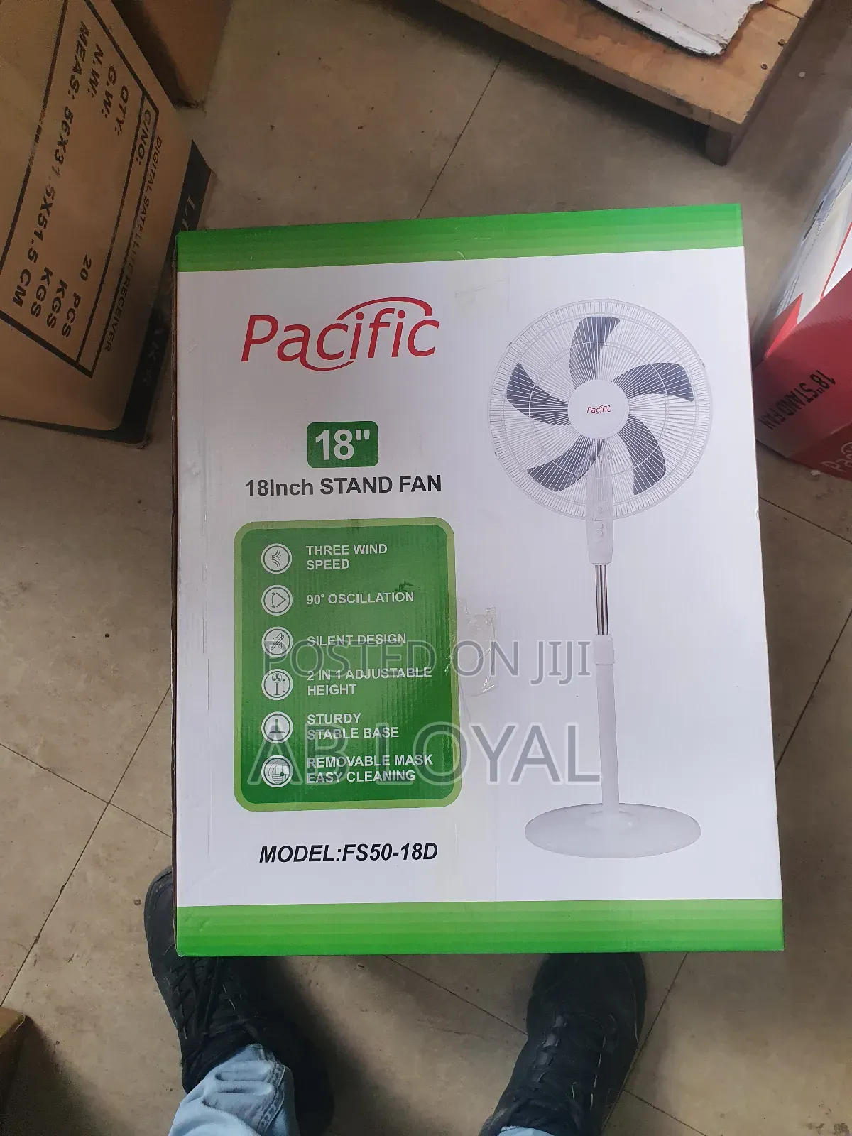 Brand New Pacific 18-inch Stand Floor Fan (Model Fs-50-18d)