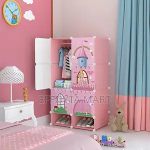 Plastic and Metal Cubic Cloth Cabinet