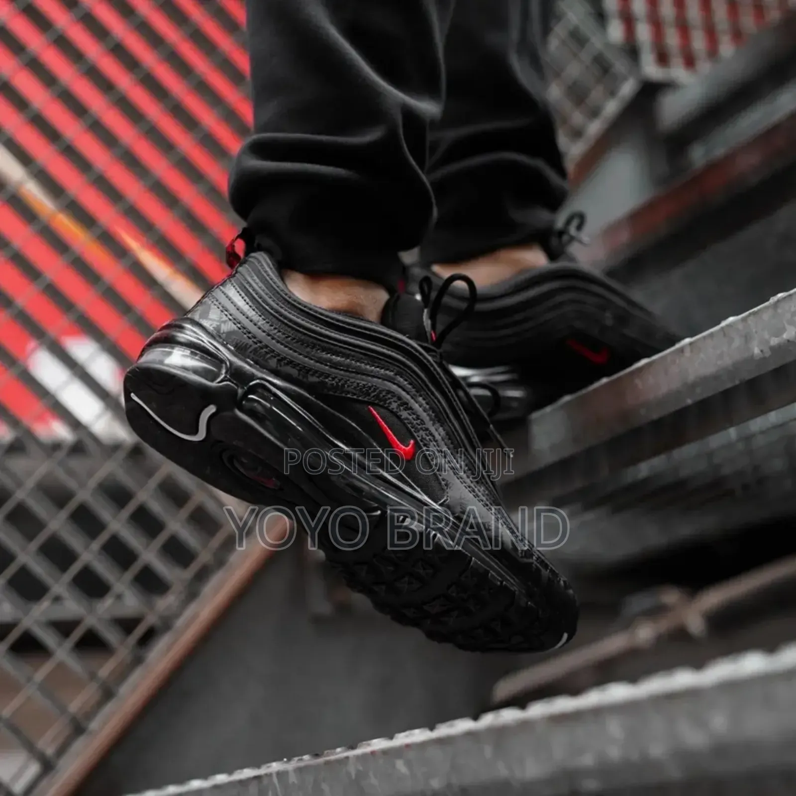 Nike Air Max 97 Black University Red Unisex Fashion Sneaker