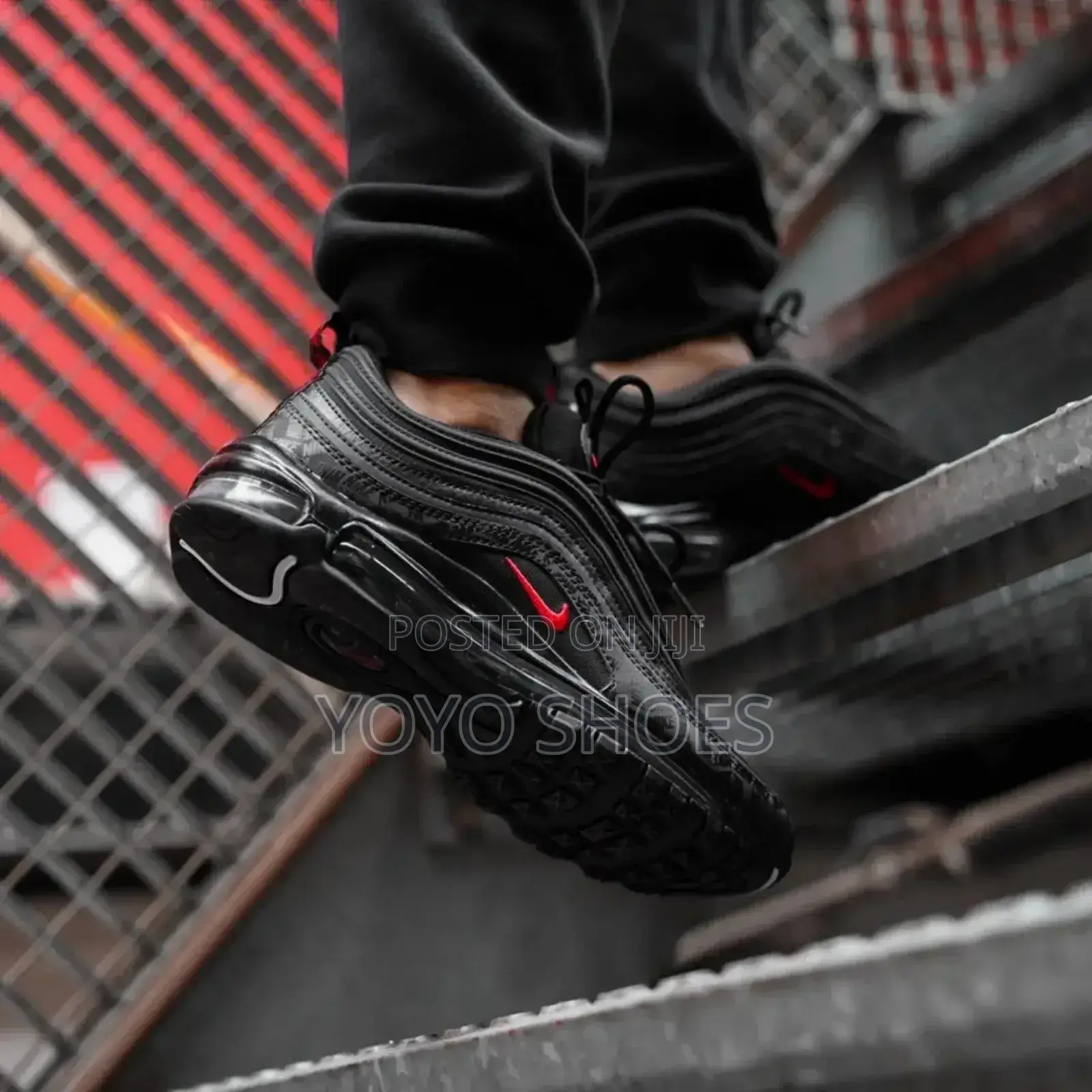 Nike Air Max 97 Black University Red Unisex Fashion Sneaker