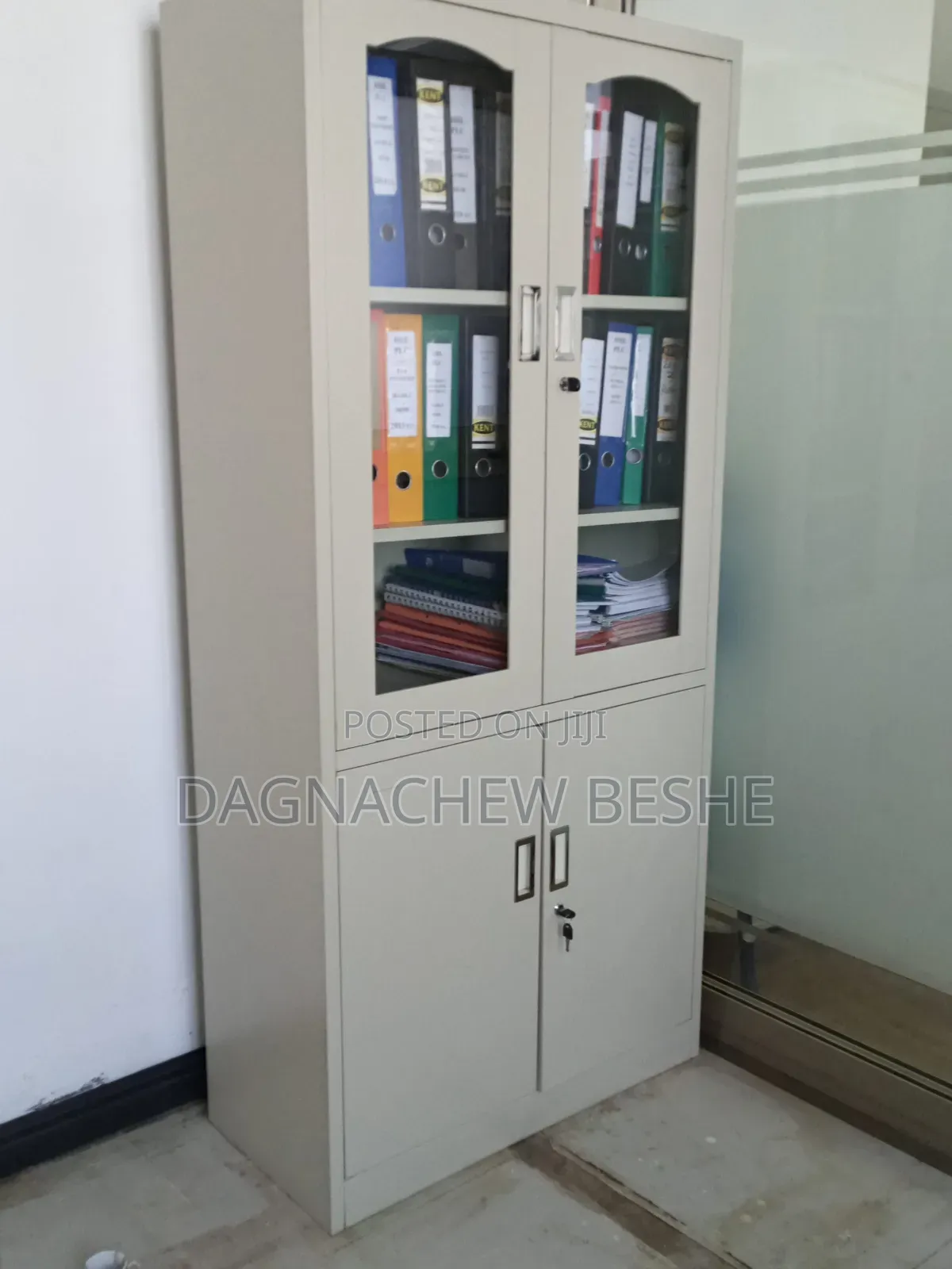 Metal Shelf Half Glass With Lock Key